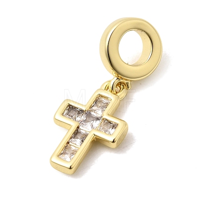 Brass Pave Clear Cubic Zirconia European Dangle Charms KK-A296-12A-G-1