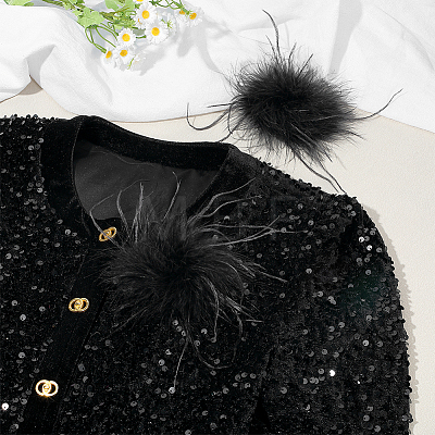 Ostrich Feather Brooches for Clothes JEWB-WH0030-98-1