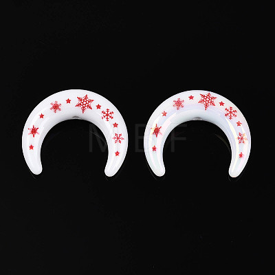 Christmas UV Plating Printed Opaque Acrylic Beads MACR-N018-07A-1