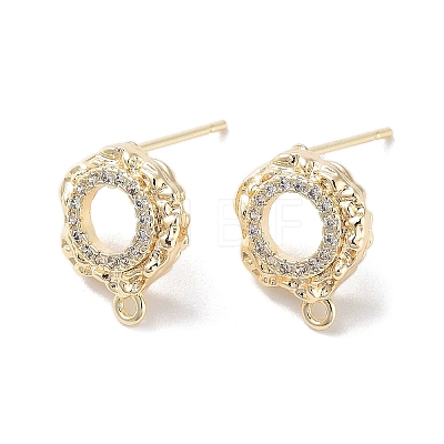 Brass Micro Pave Cubic Zirconia Stud Earring Findings KK-E107-18G-1