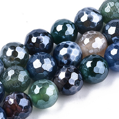 Electroplate Natural Agate Beads Strands G-T131-55-19-1