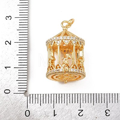Brass Micro Pave Clear Cubic Zirconia Clear Locket Pendants KK-H524-09G-1