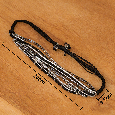 Bohemian Cylinder Glass Seed Beaded Multi-strand Braided Bead Bracelets GU1011-6-1