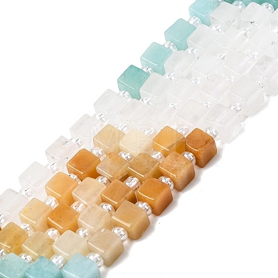 Natural Dyed White Jade & Quartz Crystal & Howlite & Yellow Aventurine & Rhodonite Beads Strands G-H333-03D-1