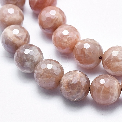 Electroplate Natural Sunstone Beads Strands G-K256-17-10mm-1