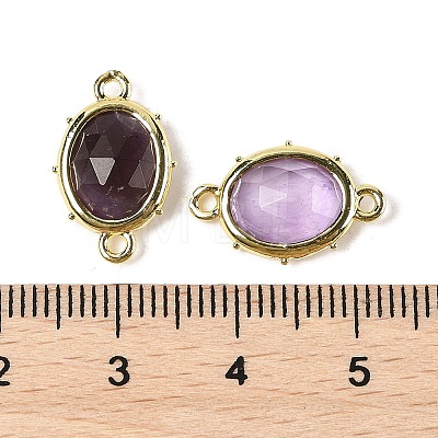 Natural Amethyst Faceted Oval Connector Charms G-I382-04G-05-1