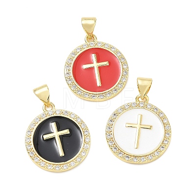 Religion Cross Brass Micro Pave Clear Cubic Zirconia Pendants CU-CBA83A6-03B-G-1