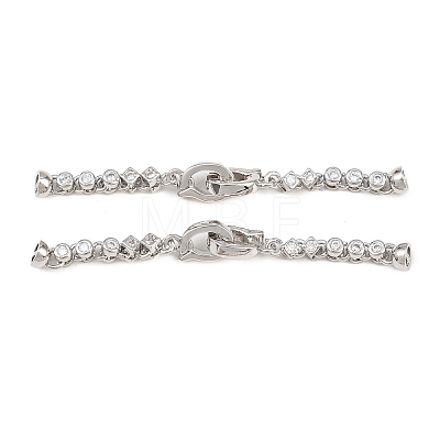 Brass Micro Pave Clear Cubic Zirconia Fold Over Clasps KK-U059-64P-1