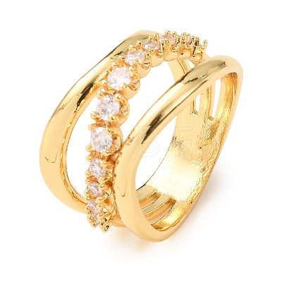 Brass Micro Pave Clear Cubic Zirconia Finger Rings RJEW-D349-02D-G-1