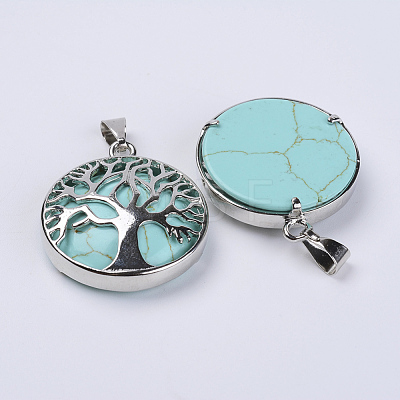 Dyed Synthetic Turquoise Pendants G-P350-D12-1