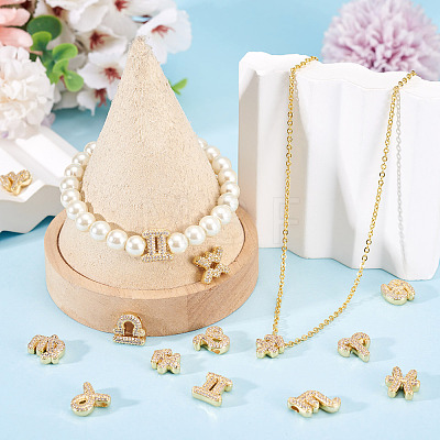 12Pcs 12 Styles Twelve Constellations Brass Micro Pave Clear Cubic Zirconia Pendants KK-TA0008-96G-1