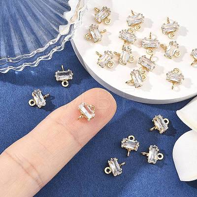 SHEGRACE Brass Pave Cubic Zirconia Rectangle Connector Charms XGRQ2O372-438A-G-1