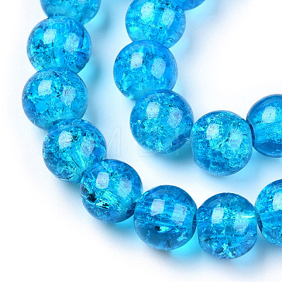 Spray Painted Crackle Transparent Glass Beads Strands CCG-Q001-8mm-06-A-1