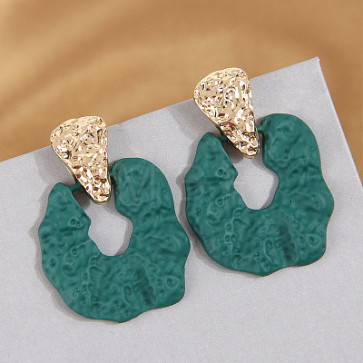 Hammered Textured Nuggets Alloy Dangle Stud Earrings WG6C75F-02-1