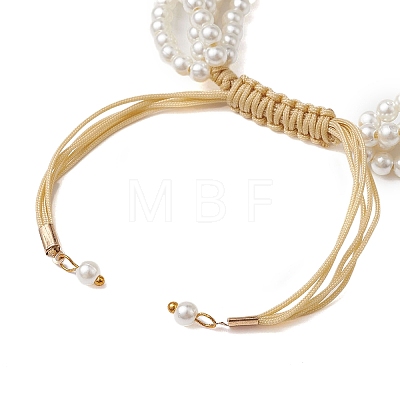Adjustable Acrylic Imitation Pearl Braided Bead Bracelets for Women BJEW-JB10662-1