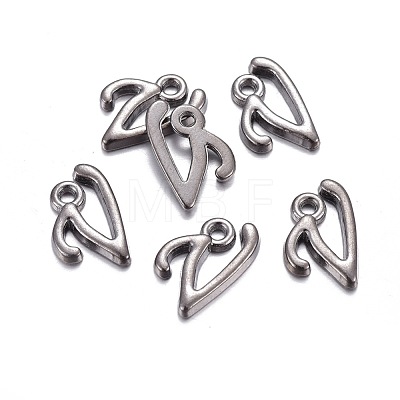 Gunmetal Plated Alloy Letter Pendants PALLOY-J718-01B-V-1