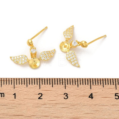 Wings 925 Sterling Silver Micro Pave Cubic Zirconia Dangle Stud Earring Findings STER-P056-10G-1