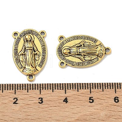 Holy Oval Carved Virgin Mary Tibetan Style Alloy Chandelier Component Links S-TIBEP-LF0961YKG-AG-1