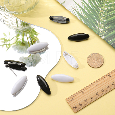 8Pcs Plastic Oval Brooch Pins JEWB-WH0023-51P-01-1