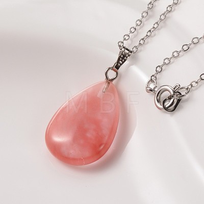Natural & Synthetic Mixed Stone Pendant Necklaces NJEW-JN01116-1