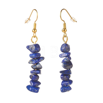 Natural Lapis Lazuli Chip Beaded Dangle Earrings EJEW-JE04788-09-1