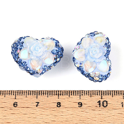 Heart Shape Polymer Clay Pave Rhinestone Beads RB-T018-03F-1