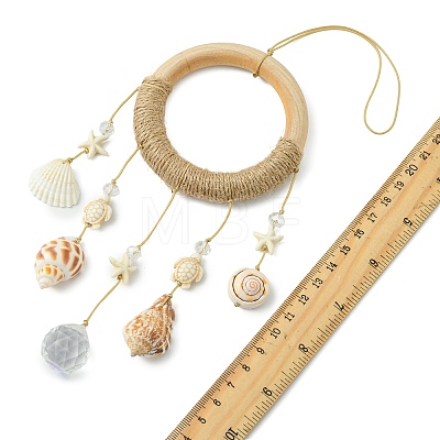 Coastal Shell & Starfish Hanging Ornament HJEW-TA00473-1