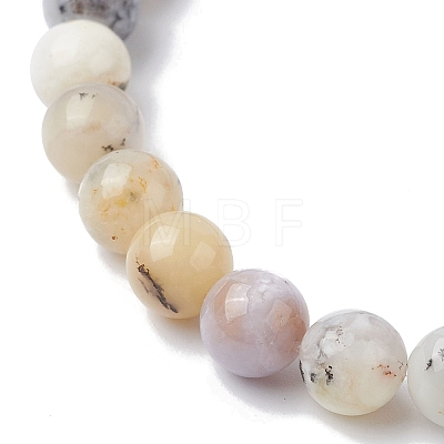 Natural African Opal Round Beaded Stretch Bracelets BJEW-JB09917-01-1