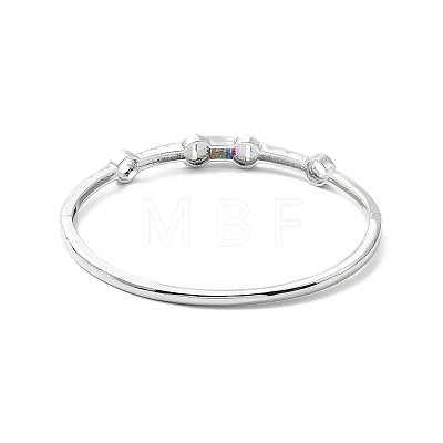 Rectangle & Donut Colorful Cubic Zirconia Hinged Bangle BJEW-G659-02P-1