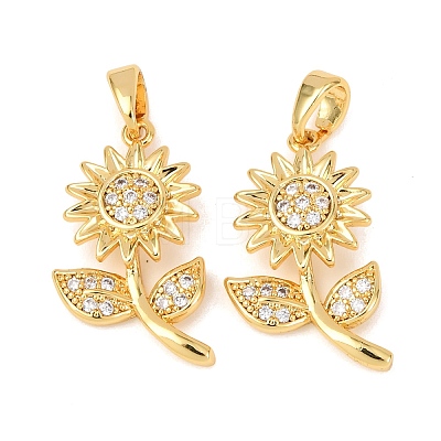 Brass Micro Pave Clear Cubic Zirconia Pendants KK-G543-05G-01-1