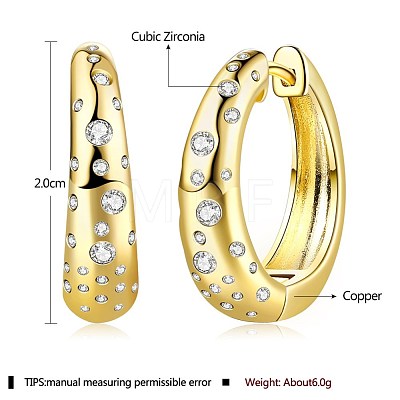 Brass Micro Pave Cubic Zirconia Hoop Earring EJEW-BB66970-1