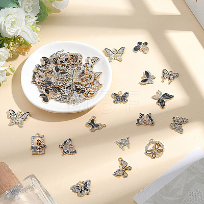 42Pcs 14 Styles Alloy Black Enamel Pendants FIND-SC0024-27-1