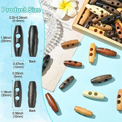 160Pcs 16 Styles Natural Wood Buttons FIND-CJ0004-42-1
