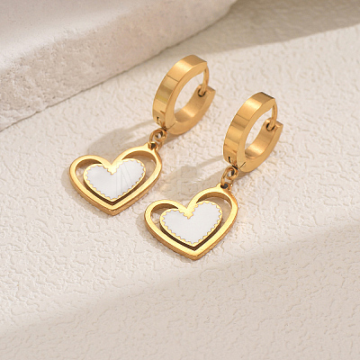 Romantic Stainless Steel Hollow Heart Pendant Hoop Earrings for Sweet Daily Parties XH1770-2-1