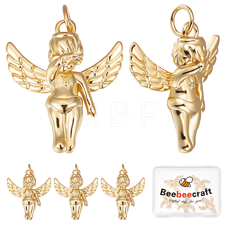 Angel Brass Pendants KK-BBC0005-25-1