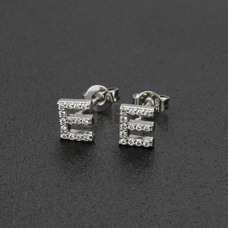 Brass Micro Pave Clear Cubic Zirconia Stud Earrings FS-WGC2F12-05-1