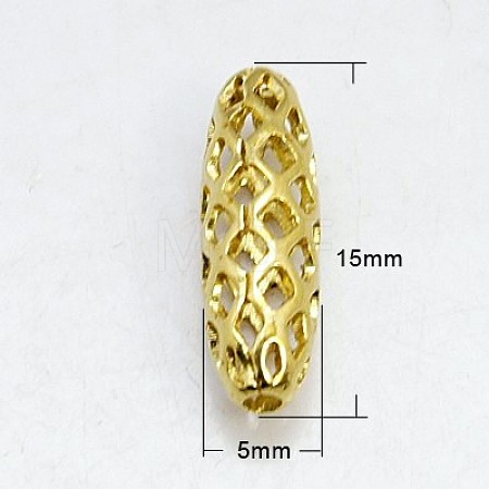 Brass Filigree Beads KK-H737-15x5mm-G-1