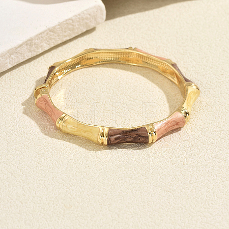 Vintage Zinc Alloy Enamel Bamboo Hinged Cuff Bangles for Women BF0651-3-1