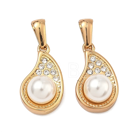 304 Stainless Steel & ABS Plastic Imitation Pearl Pendants STAS-C172-20G-1