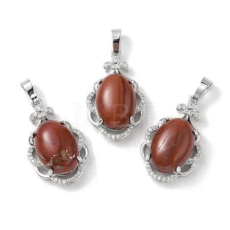 Natural Red Jasper Oval Pendants G-NH0025-15P-11-1