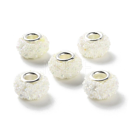 AB Color Resin Rose Flower European Beads RESI-M001-05J-1