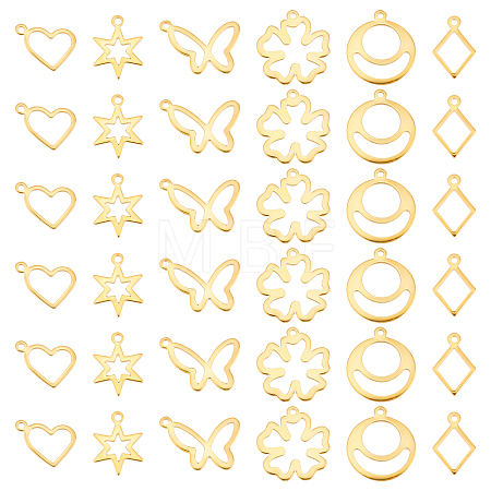 60Pcs 6 Style 201 Stainless Steel Charms STAS-DC0010-31-1