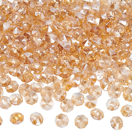 240Pcs Electroplate Glass Faceted Octagon Links Connector Charms EGLA-SP0001-43B-1