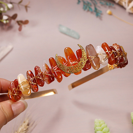 Natural Red Agate Hair Bands PW-WGDCA18-19-1