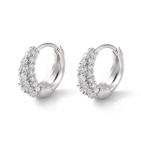Brass Micro Pave Cubic Zirconia Hoop Earrings EJEW-P259-16P-1