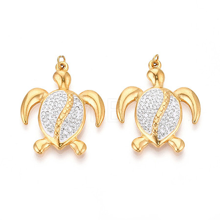 Ion Plating(IP) 304 Stainless Steel Polymer Clay Rhinestone Pendants STAS-N115-17G-1