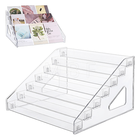 7-layer Rectangle Plastic Badge Organizer Display Risers LS-ODIS-WH0079-097-1