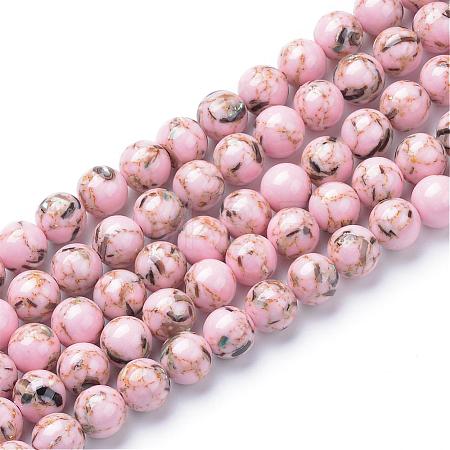 Assembled Synthetic Turquoise and Shell Beads Strands G-S212-6mm-01-1