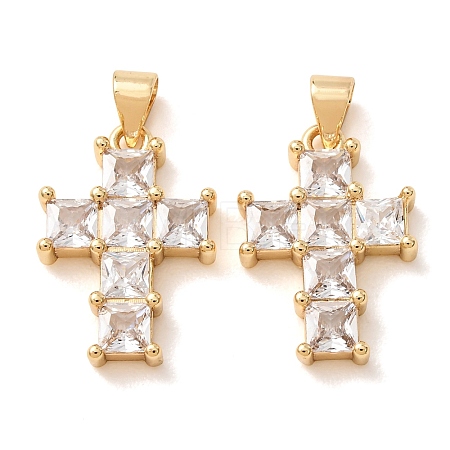 Brass Pave Clear Cubic Zirconia Pendants CU-CBA2907-01D-G-1