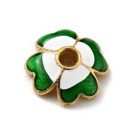 4-Petal Alloy Enamel Bead Caps FIND-G029-06G-02-1